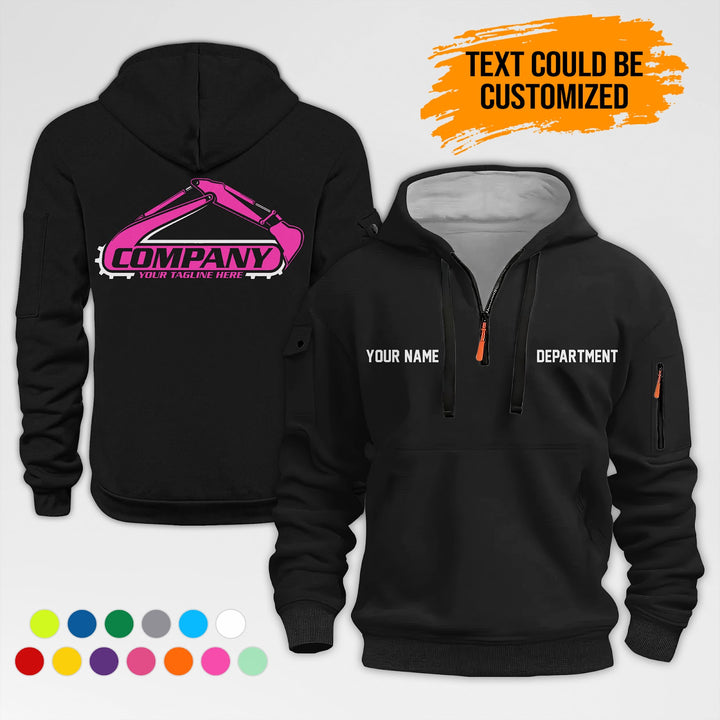 Personalized Name Excavator 2D Printed Quarter Zip Hoodie AZ417