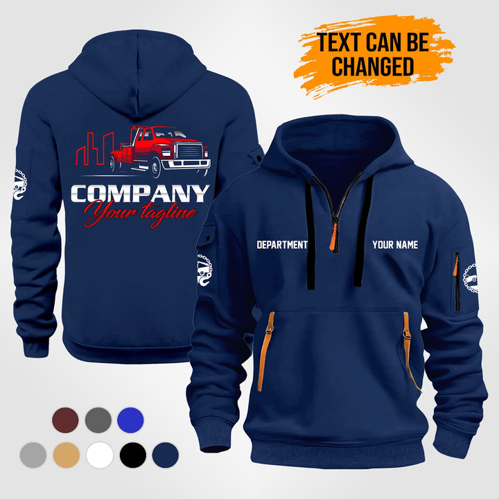 Personalized Name Towing Truck City 2D Printed Quarter Zip Hoodie ST283