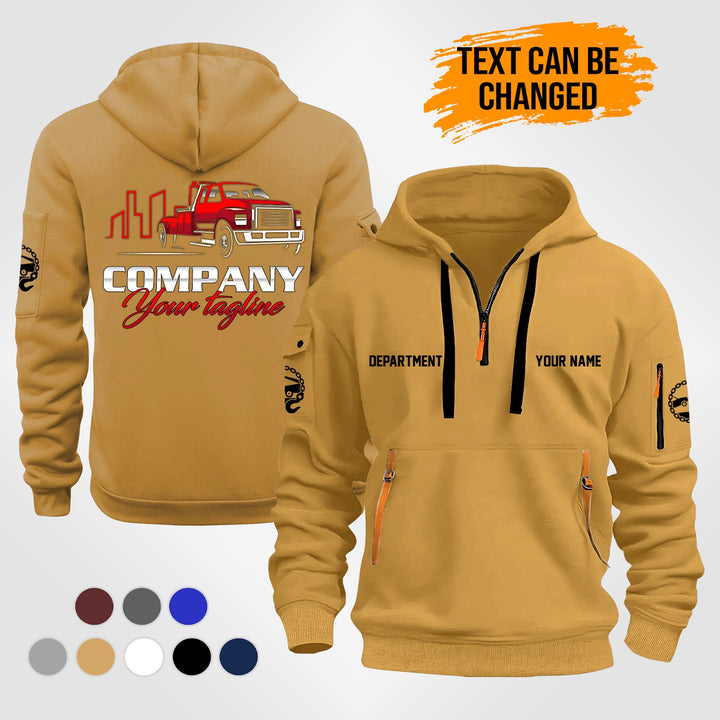 Personalized Name Towing Truck City 2D Printed Quarter Zip Hoodie ST283