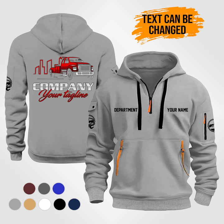 Personalized Name Towing Truck City 2D Printed Quarter Zip Hoodie ST283