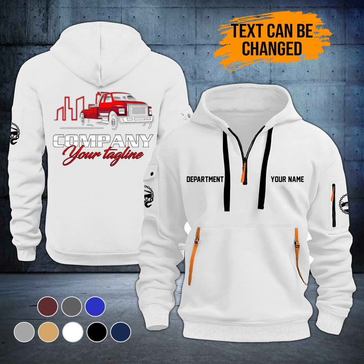 Personalized Name Towing Truck City 2D Printed Quarter Zip Hoodie ST283