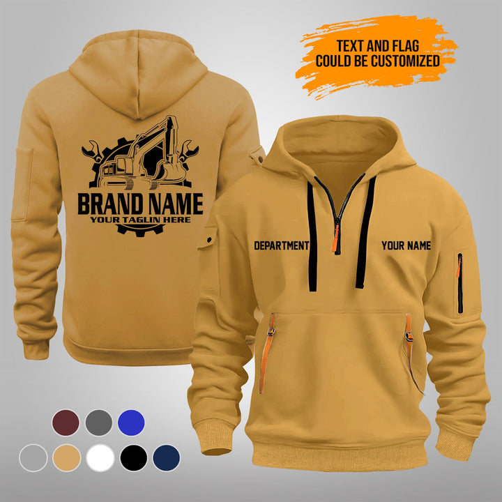 Personalized Name Heavy Equipment Repair 3D Printed Quarter Zip Hoodie PU718