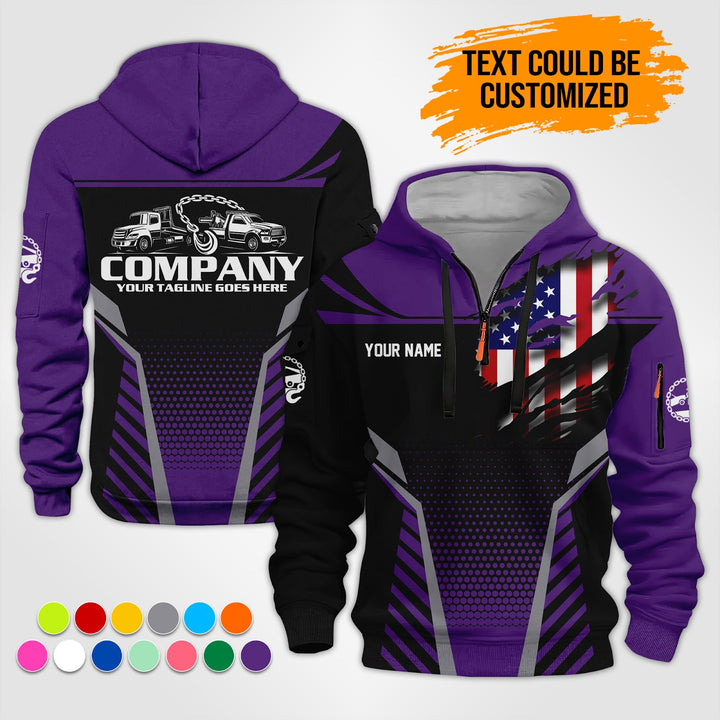 Personalized Name Tow Truck 3D Printed Quarter Zip Hoodie ST293