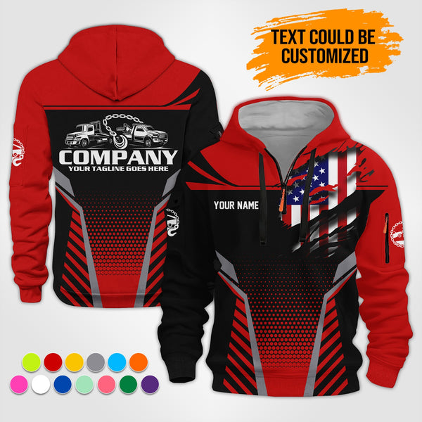 Personalized Name Tow Truck 3D Printed Quarter Zip Hoodie ST293
