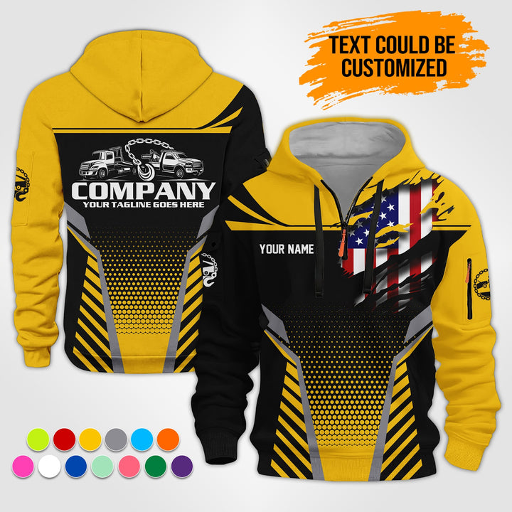 Personalized Name Tow Truck 3D Printed Quarter Zip Hoodie ST293