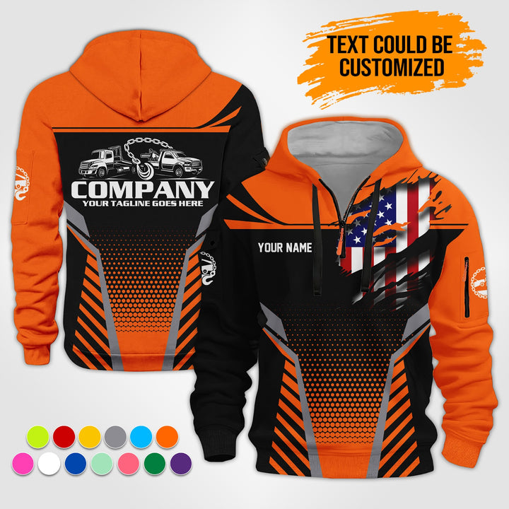Personalized Name Tow Truck 3D Printed Quarter Zip Hoodie ST293