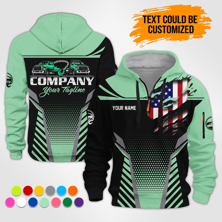 Personalized Name Tow Truck 3D Printed Quarter Zip Hoodie ST294