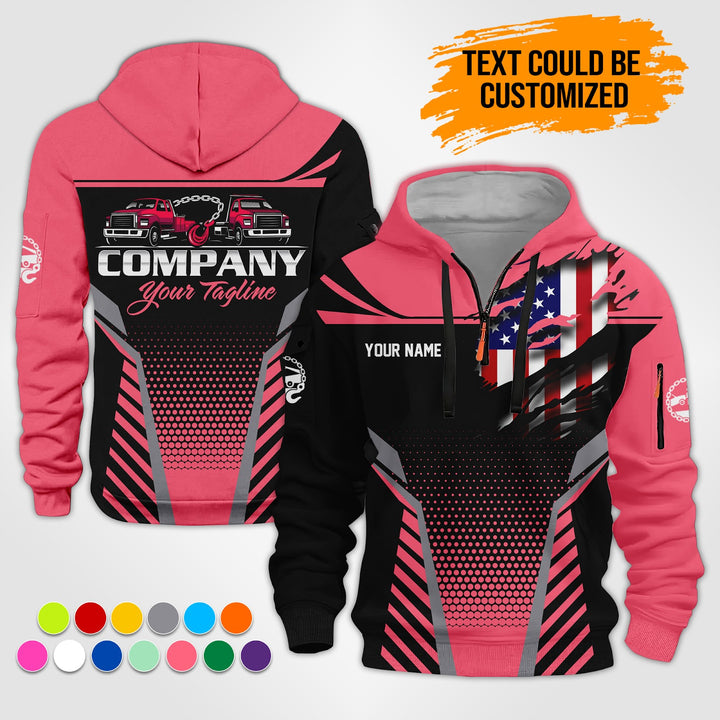 Personalized Name Tow Truck 3D Printed Quarter Zip Hoodie ST294
