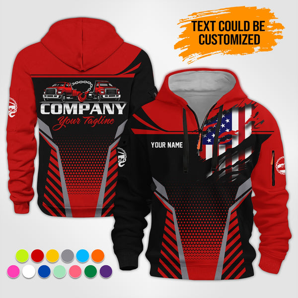Personalized Name Tow Truck 3D Printed Quarter Zip Hoodie ST294