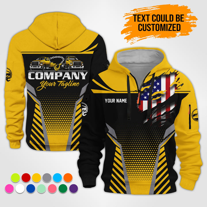Personalized Name Tow Truck 3D Printed Quarter Zip Hoodie ST294