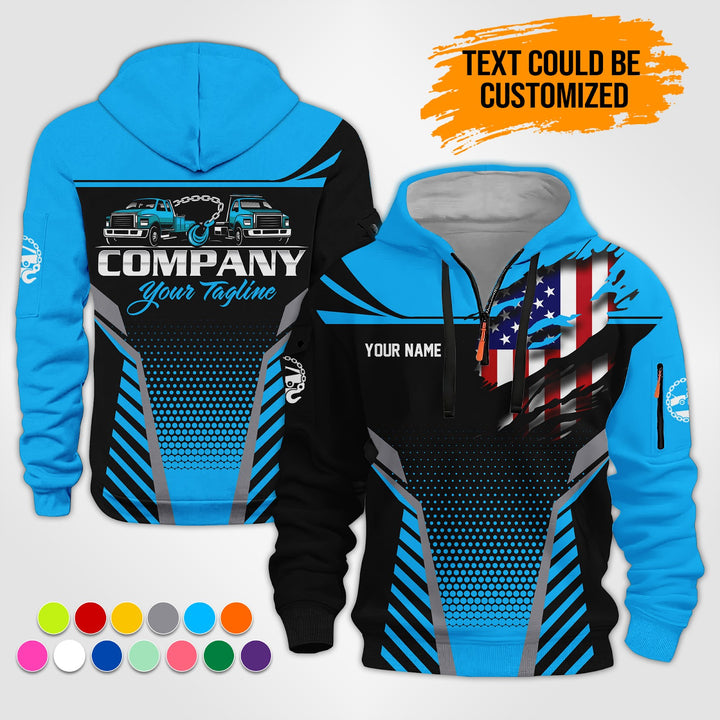 Personalized Name Tow Truck 3D Printed Quarter Zip Hoodie ST294