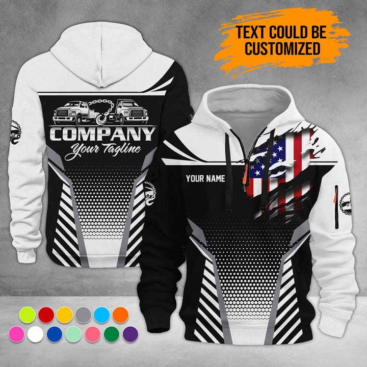 Personalized Name Tow Truck 3D Printed Quarter Zip Hoodie ST294