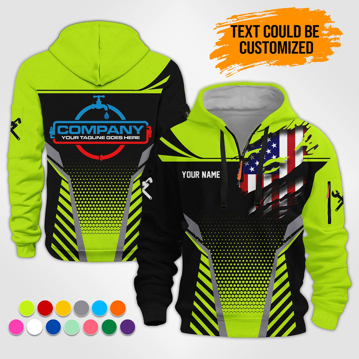Personalized Name Plumbing 3D Printed Quarter Zip Hoodie ST295