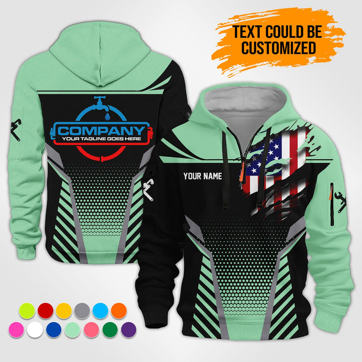 Personalized Name Plumbing 3D Printed Quarter Zip Hoodie ST295