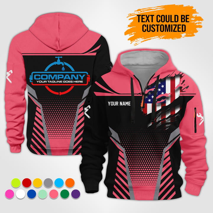 Personalized Name Plumbing 3D Printed Quarter Zip Hoodie ST295