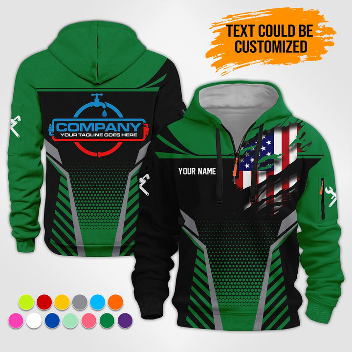 Personalized Name Plumbing 3D Printed Quarter Zip Hoodie ST295