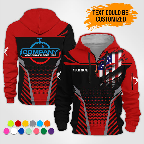 Personalized Name Plumbing 3D Printed Quarter Zip Hoodie ST295