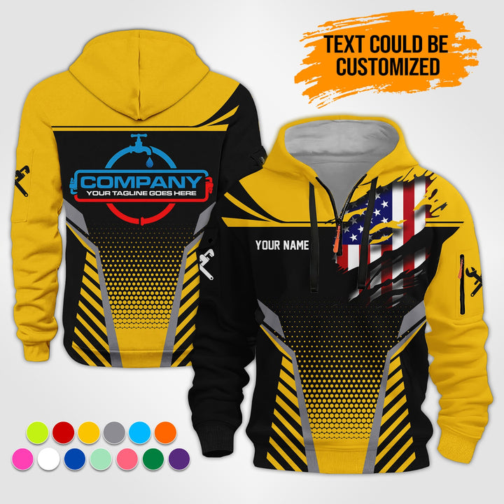 Personalized Name Plumbing 3D Printed Quarter Zip Hoodie ST295