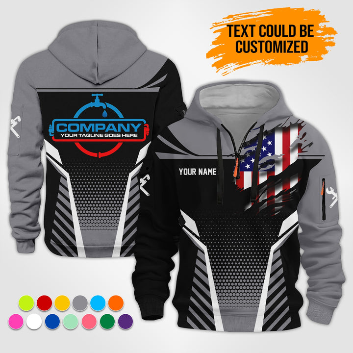 Personalized Name Plumbing 3D Printed Quarter Zip Hoodie ST295