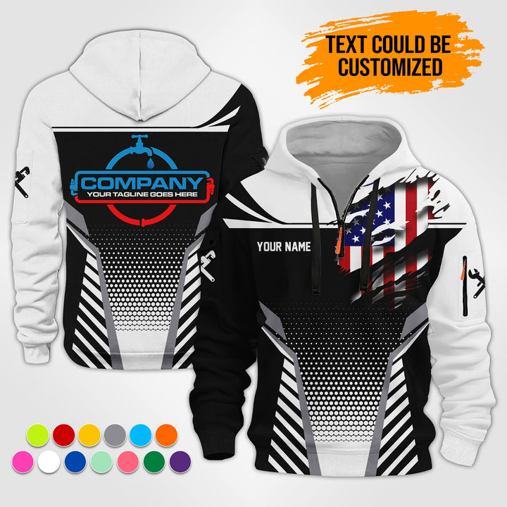 Personalized Name Plumbing 3D Printed Quarter Zip Hoodie ST295