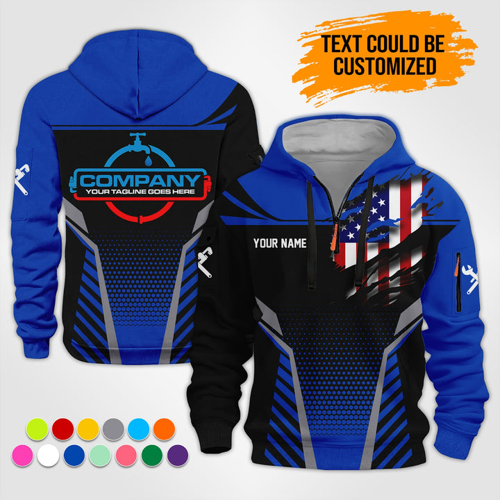 Personalized Name Plumbing 3D Printed Quarter Zip Hoodie ST295