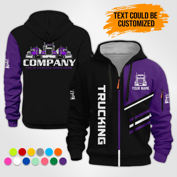 Personalized Name Trucking 3D Printed Quarter Zip Hoodie ST298