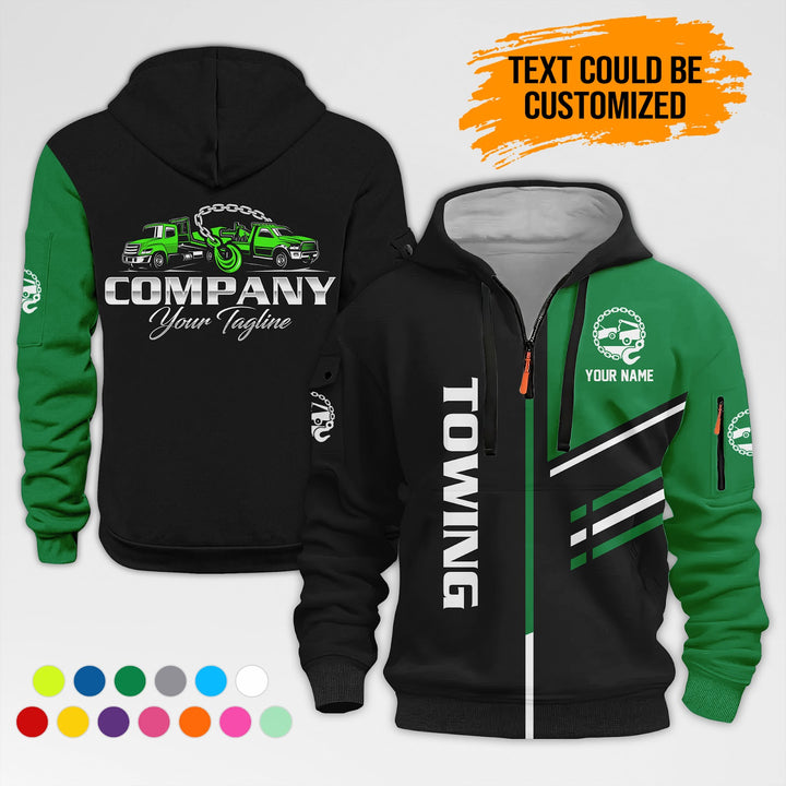 Personalized Name Tow Truck 3D Printed Quarter Zip Hoodie AZ430