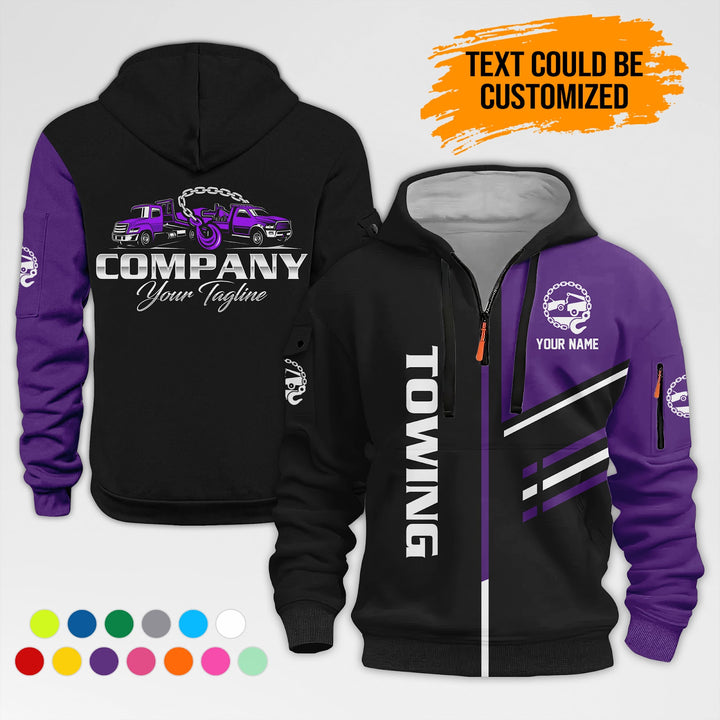 Personalized Name Tow Truck 3D Printed Quarter Zip Hoodie AZ430