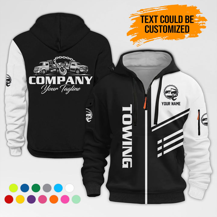 Personalized Name Tow Truck 3D Printed Quarter Zip Hoodie AZ430