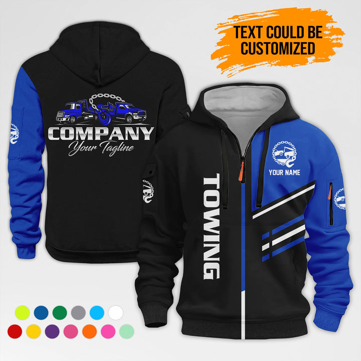 Personalized Name Tow Truck 3D Printed Quarter Zip Hoodie AZ430