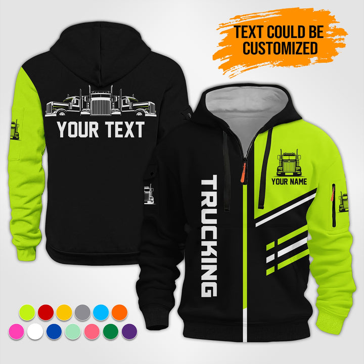 Personalized Name Trucking 3D Printed Quarter Zip Hoodie ST299