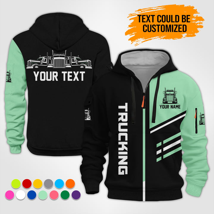 Personalized Name Trucking 3D Printed Quarter Zip Hoodie ST299