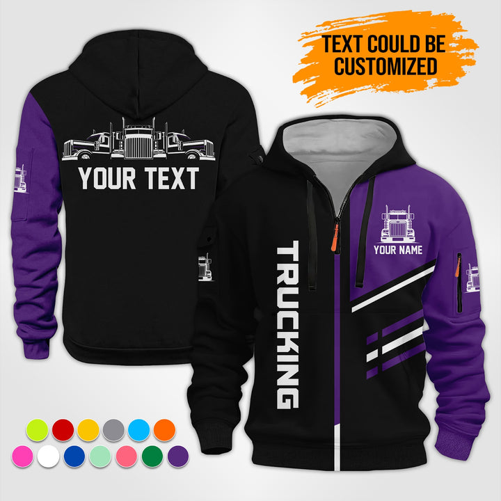 Personalized Name Trucking 3D Printed Quarter Zip Hoodie ST299