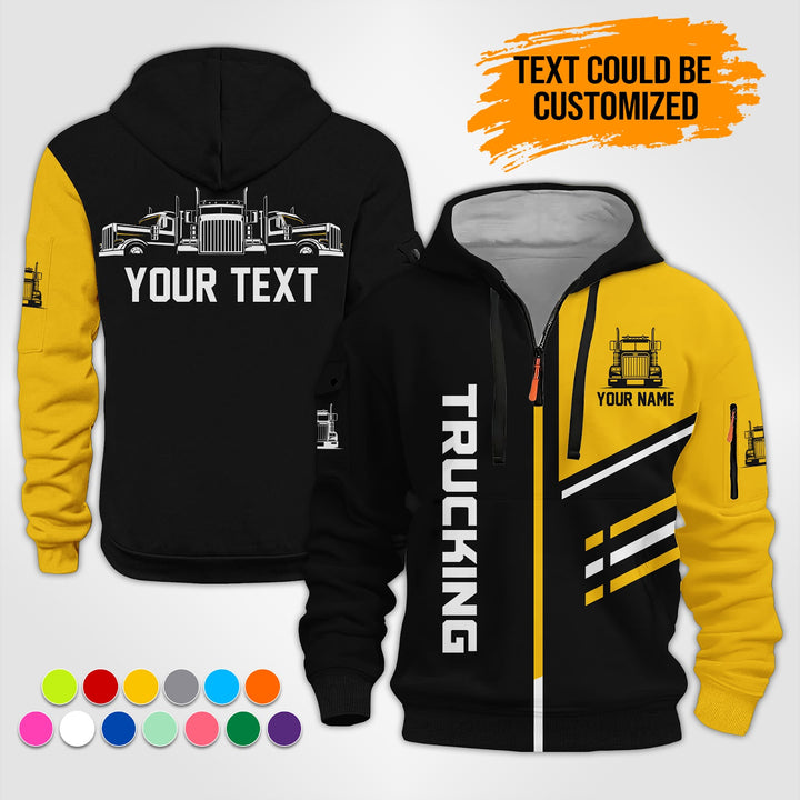 Personalized Name Trucking 3D Printed Quarter Zip Hoodie ST299