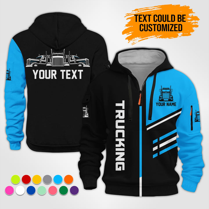 Personalized Name Trucking 3D Printed Quarter Zip Hoodie ST299