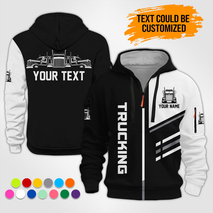 Personalized Name Trucking 3D Printed Quarter Zip Hoodie ST299