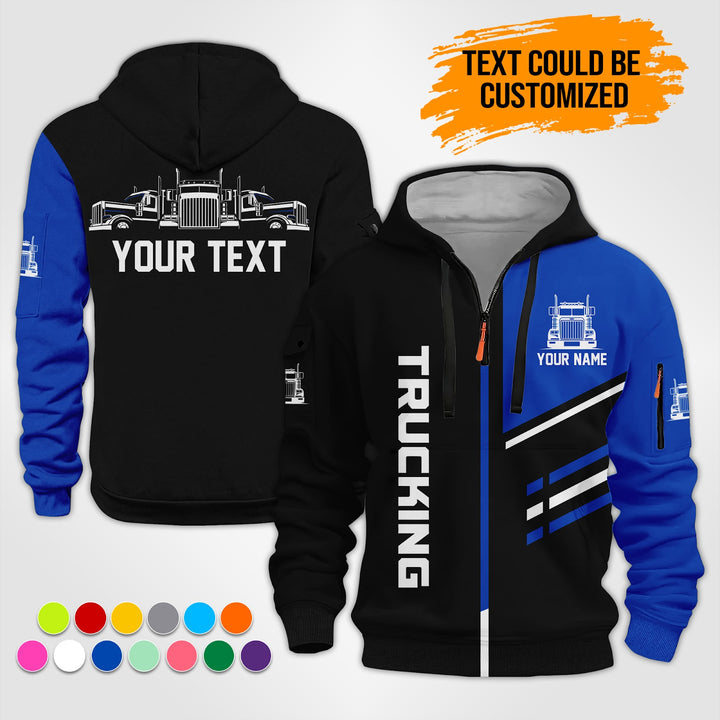 Personalized Name Trucking 3D Printed Quarter Zip Hoodie ST299