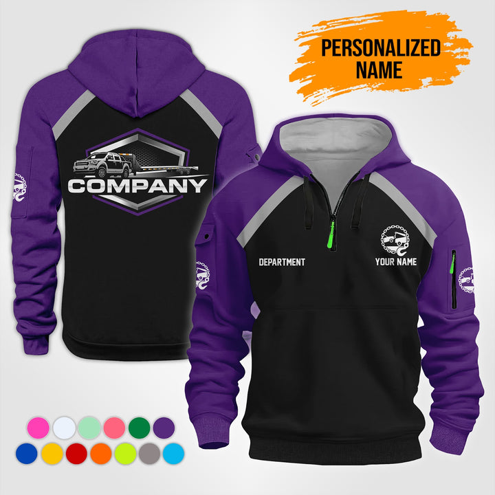 Personalized Name Tow Truck 2D Quarter Zip Hoodie NB24