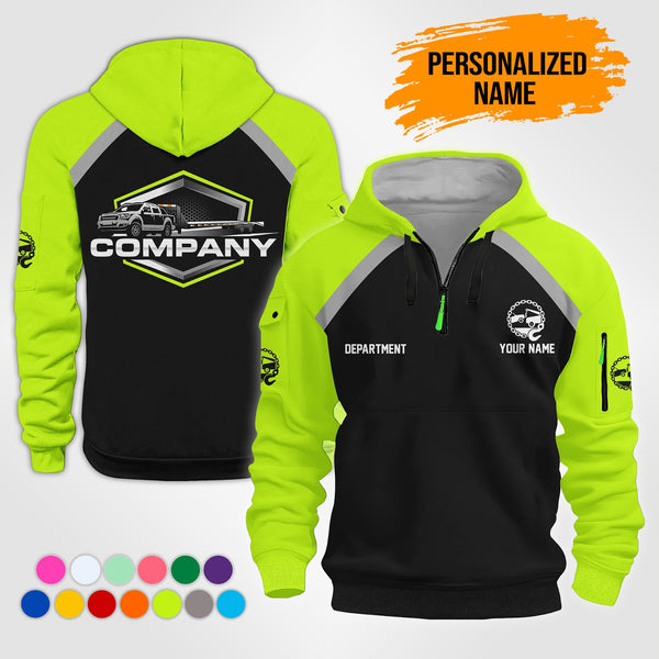 Personalized Name Tow Truck 2D Quarter Zip Hoodie NB24