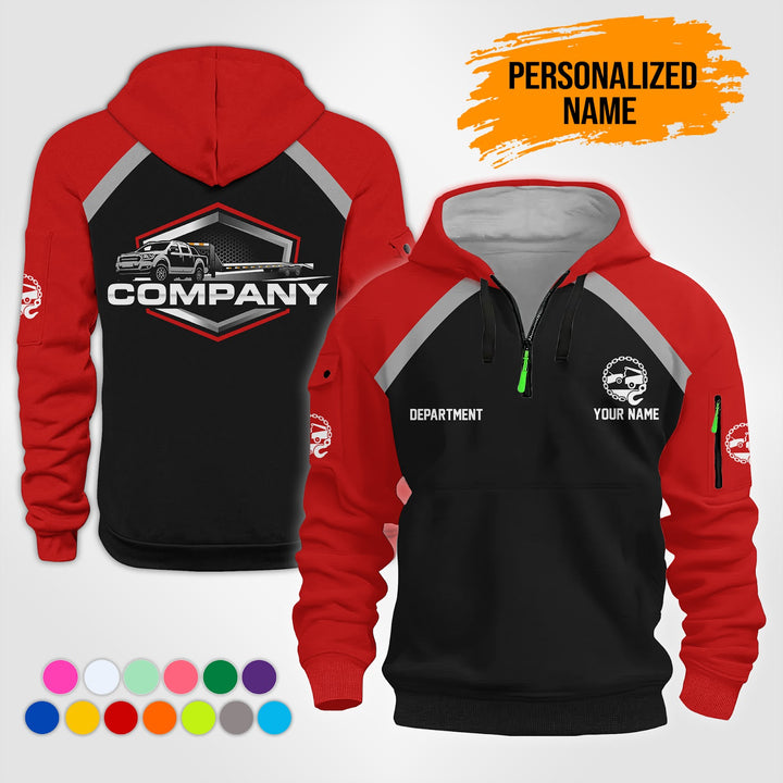 Personalized Name Tow Truck 2D Quarter Zip Hoodie NB24