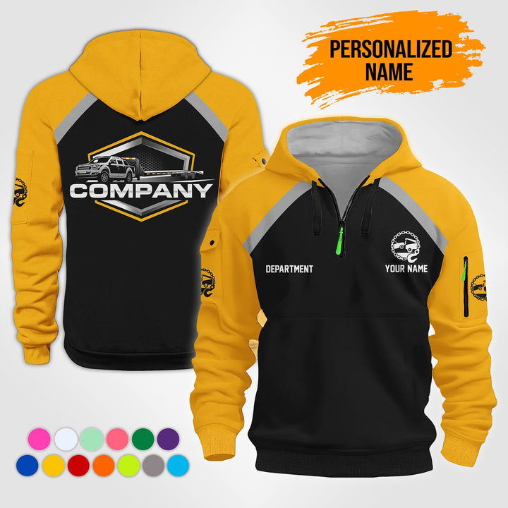 Personalized Name Tow Truck 2D Quarter Zip Hoodie NB24