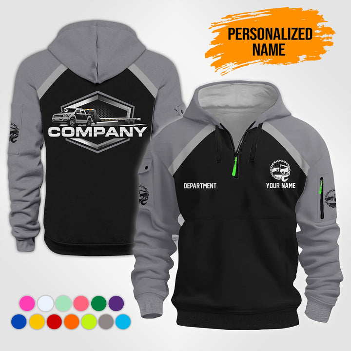 Personalized Name Tow Truck 2D Quarter Zip Hoodie NB24