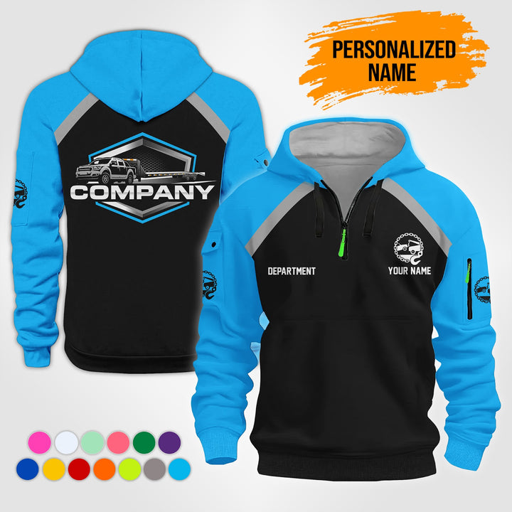 Personalized Name Tow Truck 2D Quarter Zip Hoodie NB24