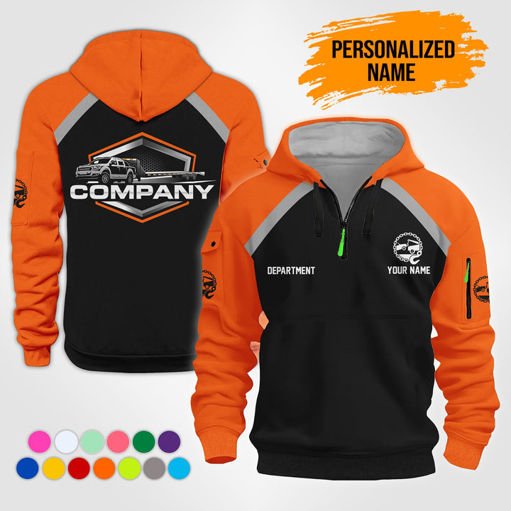 Personalized Name Tow Truck 2D Quarter Zip Hoodie NB24