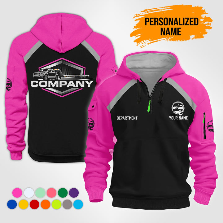 Personalized Name Tow Truck 2D Quarter Zip Hoodie NB24