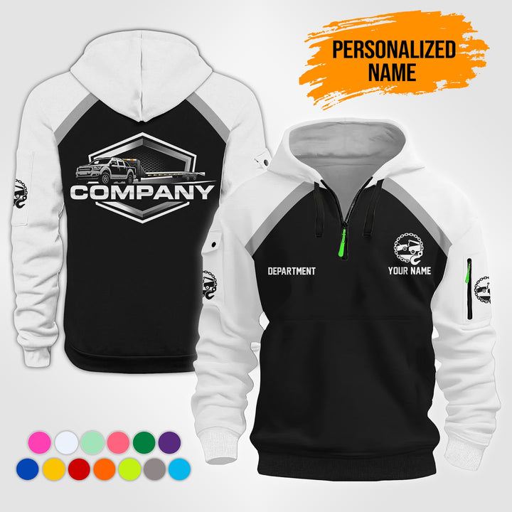 Personalized Name Tow Truck 2D Quarter Zip Hoodie NB24