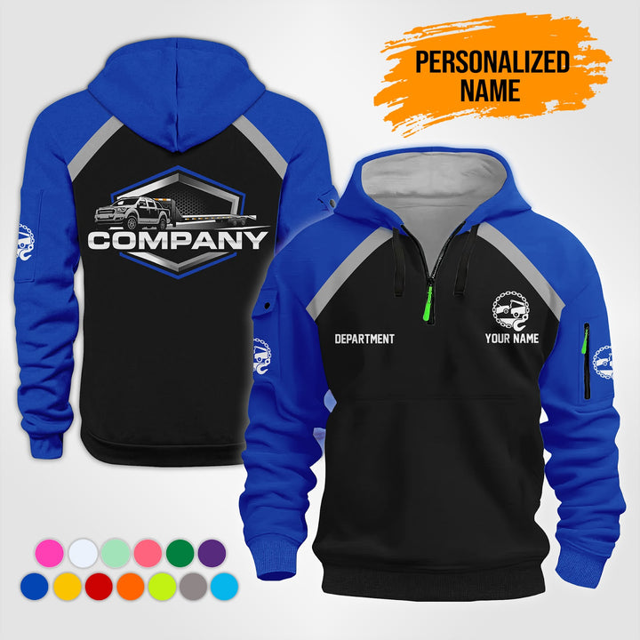 Personalized Name Tow Truck 2D Quarter Zip Hoodie NB24