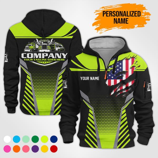 Personalized Name Trucking Service 3D Printed Quarter Zip Hoodie PU739