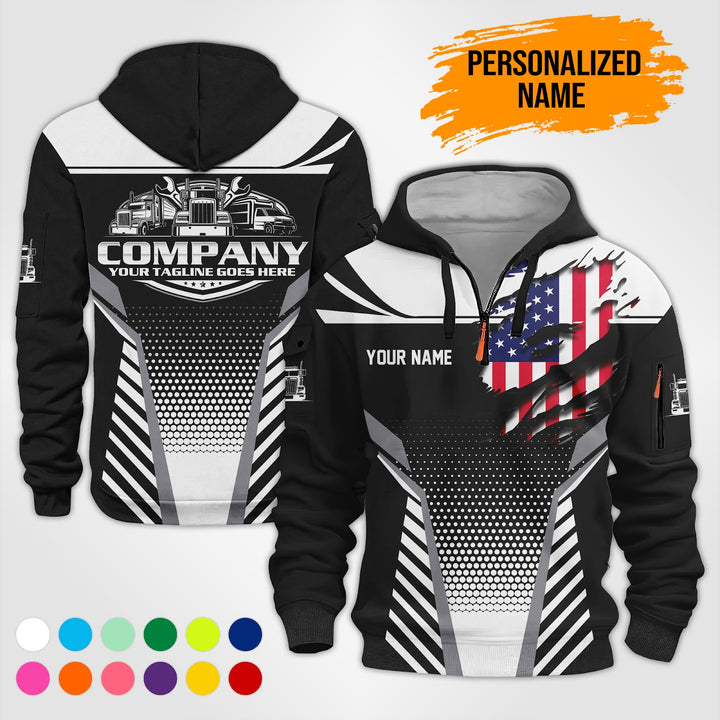 Personalized Name Trucking Service 3D Printed Quarter Zip Hoodie PU739