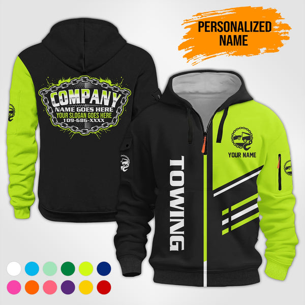 Personalized Name Towing 3D Printed Quarter Zip Hoodie PU740